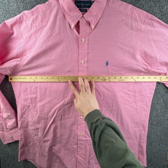 Ralph Lauren Long Sleeve Button Up Shirt Cotton Pink Check Yarmouth 16.5 34/35 - Picture 5 of 12